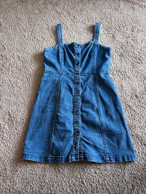 Blue Denim Button-Front Dress